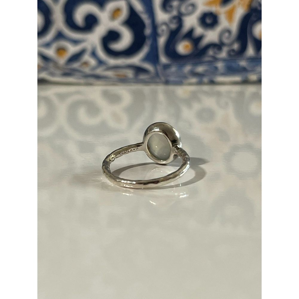 Milky White Stone | Minimalist Thin Band | Thailand 925 Ring - Picture 5 of 5